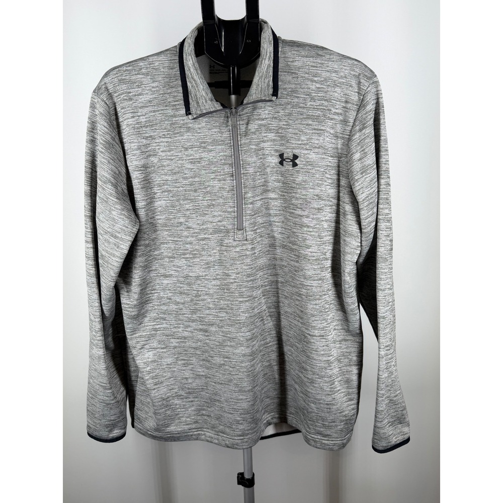 Under Armour Mens Grey Space Dye Fleece Lined Quarter Zip Pullover Large LG